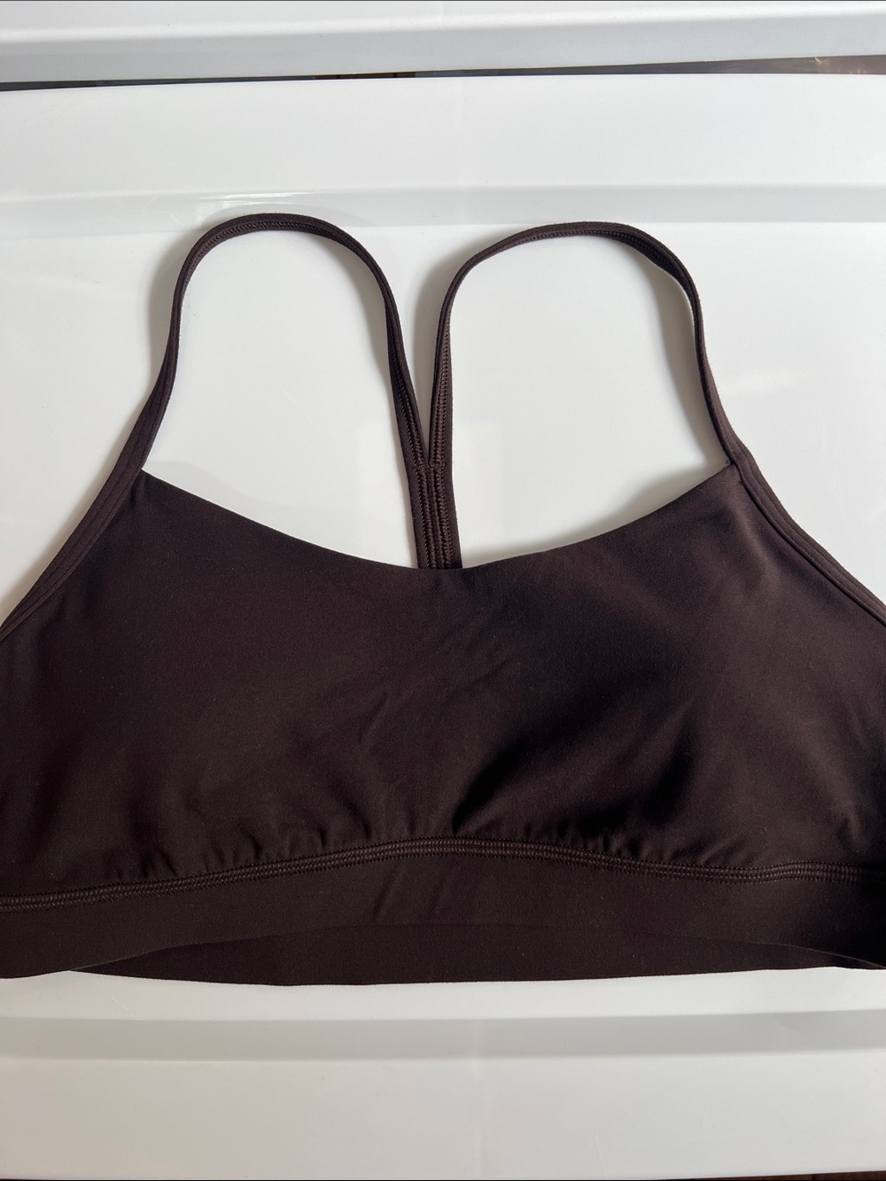 Lululemon Sequoia Brown Flow Y Sports Bra Size 10 Like New
